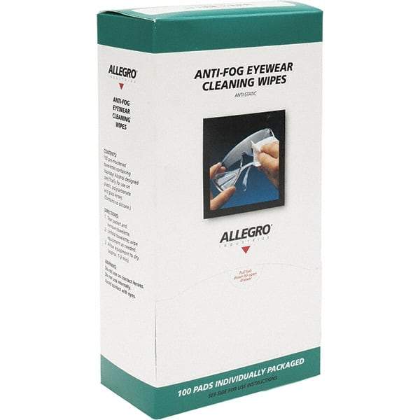 Allegro - Lens Cleaning Towelettes & Tissues - 5X8 PRE-MOISTND 100/BX EYEWEAR CLEANING WIPES - Americas Industrial Supply