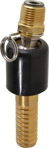 SuperKlean - 1/2 NPT x 3/4" Hose Barb, Ball Type Swivel Hose Adapter - Brass & Stainless Steel - Americas Industrial Supply