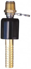 SuperKlean - 1/2 NPT x 5/8" Hose Barb, Ball Type Swivel Hose Adapter - Brass & Stainless Steel - Americas Industrial Supply