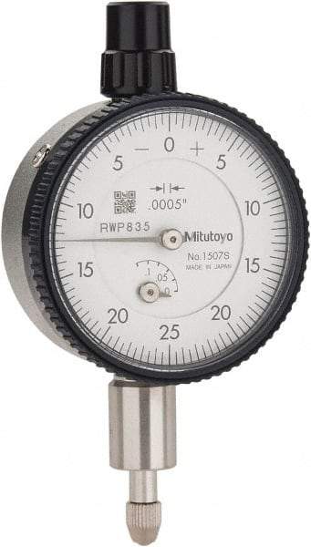 Mitutoyo - 1/8" Range, 0-25-0 Dial Reading, 0.0005" Graduation Dial Drop Indicator - 1-5/8" Dial, 0.05" Range per Revolution, 0.0005" Accuracy, Revolution Counter - Americas Industrial Supply