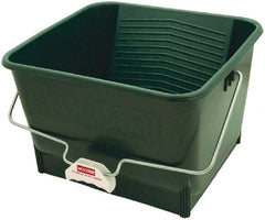 Wooster Brush - 4 Gal, 9" High, Polypropylene Square Green Single Pail - Handle Included, 13-1/2" Top Length x 15" Top Width - Americas Industrial Supply
