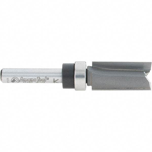Amana Tool - 1/2" Cut Diam, 1" Length of Cut, 2 Flute Pattern-Cutting Edge Profile Router Bit - Carbide-Tipped, 1/4" Shank Diam, 2-1/2" OAL, Uncoated - Americas Industrial Supply