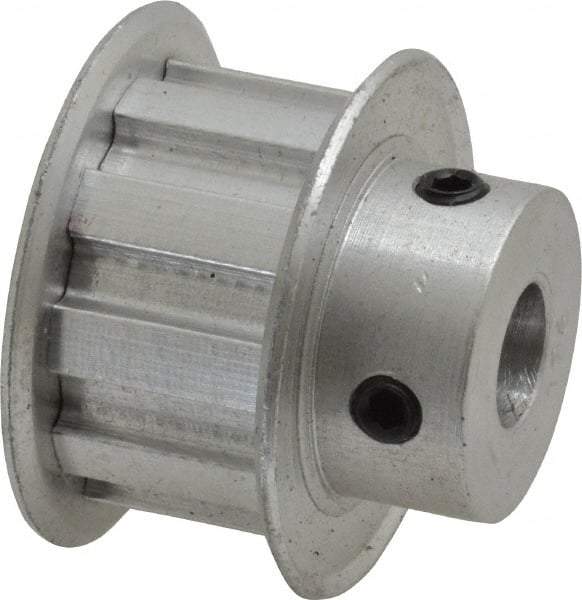 Power Drive - 10 Tooth, 3/8" Inside x 1.164" Outside Diam, Hub & Flange Timing Belt Pulley - 1/2" Belt Width, 1.194" Pitch Diam, 0.719" Face Width, Aluminum - Americas Industrial Supply