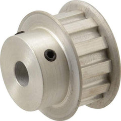 Power Drive - 12 Tooth, 3/8" Inside x 1.402" Outside Diam, Hub & Flange Timing Belt Pulley - 1/2" Belt Width, 1.432" Pitch Diam, 0.719" Face Width, Aluminum - Americas Industrial Supply
