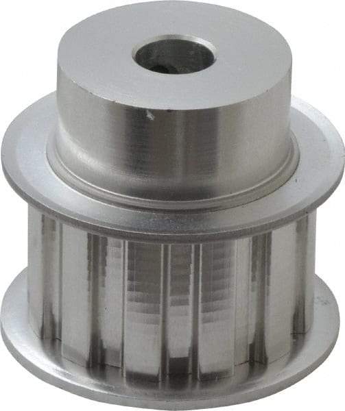 Power Drive - 12 Tooth, 3/8" Inside x 1.402" Outside Diam, Hub & Flange Timing Belt Pulley - 3/4" Belt Width, 1.432" Pitch Diam, 1" Face Width, Aluminum - Americas Industrial Supply
