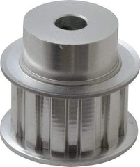 Power Drive - 12 Tooth, 3/8" Inside x 1.402" Outside Diam, Hub & Flange Timing Belt Pulley - 3/4" Belt Width, 1.432" Pitch Diam, 1" Face Width, Aluminum - Americas Industrial Supply