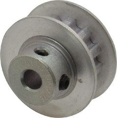 Power Drive - 12 Tooth, 3/16" Inside x 0.744" Outside Diam, Hub & Flange Timing Belt Pulley - 1/4" Belt Width, 0.764" Pitch Diam, 0.438" Face Width, Aluminum - Americas Industrial Supply