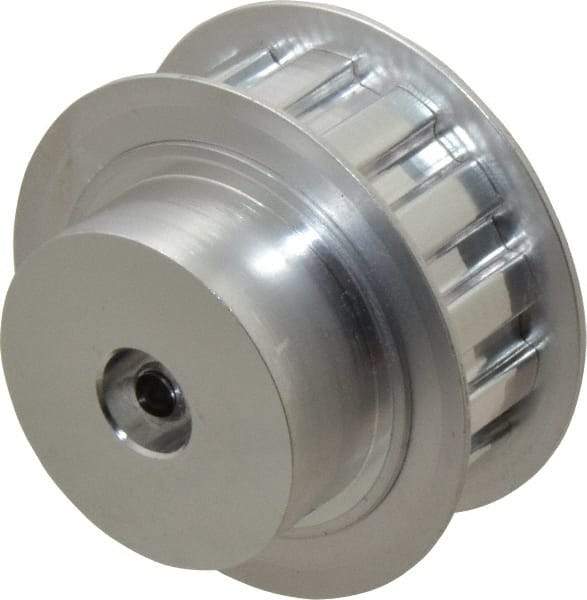 Power Drive - 14 Tooth, 3/8" Inside x 1.641" Outside Diam, Hub & Flange Timing Belt Pulley - 1/2" Belt Width, 1.671" Pitch Diam, 0.719" Face Width, Aluminum - Americas Industrial Supply