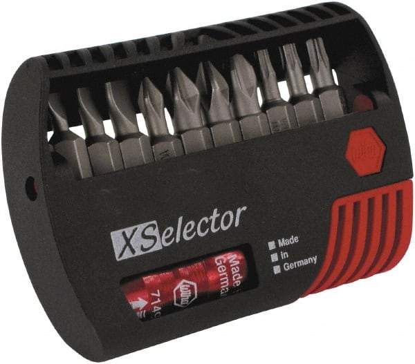 Wiha - 11 Piece, 1/4" Drive Screwdriver Insert Bit Set - #0 to #3 Phillips, T10 to T20 Torx, 5.5, 6.5 & 8mm Slotted - Americas Industrial Supply