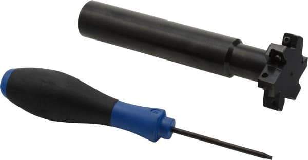 Seco - Shank Connection, 1/2" Cutting Width, 0.59" Depth of Cut, 2" Cutter Diam, 3 Tooth Indexable Slotting Cutter - 1" Shank Diam, R335.18 Toolholder, LNK.. 08.. Insert, Right Hand Cutting Direction - Americas Industrial Supply