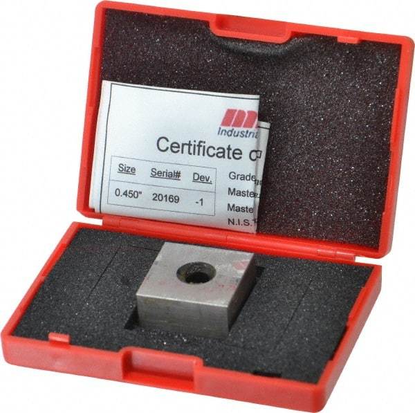 Value Collection - 0.45" Square Steel Gage Block - Accuracy Grade 0, Includes NIST Traceability Certification - Americas Industrial Supply