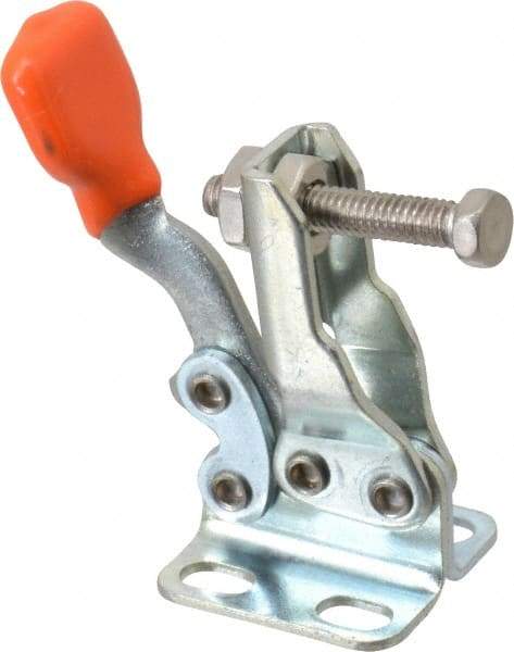 Lapeer - 100 Lb Holding Capacity, Horizontal Handle, Manual Hold Down Toggle Clamp - 85° Handle Movement, 95° Bar Opening, U-Bar, Flanged Base, Carbon Steel - Americas Industrial Supply