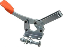 Lapeer - 400 Lb Holding Capacity, Horizontal Handle, Manual Hold Down Toggle Clamp - 85° Handle Movement, 95° Bar Opening, U-Bar, Flanged Base, Carbon Steel - Americas Industrial Supply