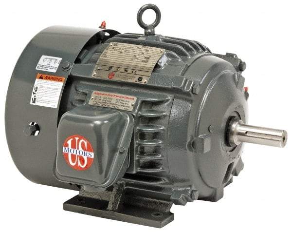 US Motors - 1 hp, TEFC Enclosure, No Thermal Protection, 1,175 RPM, 460 Volt, 60 Hz, Three Phase Premium Efficient Motor - Size 184 Frame, Rigid Mount, 1 Speed, Ball Bearings, 1.6 Full Load Amps, F Class Insulation, CCW Lead End - Americas Industrial Supply