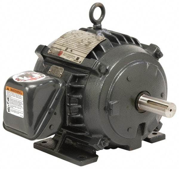 US Motors - 3 hp, TEFC Enclosure, No Thermal Protection, 1,175 RPM, 230/460 Volt, 60 Hz, Three Phase Premium Efficient Motor - Size 213 Frame, Rigid Mount, 1 Speed, Ball Bearings, 8.7/4.4 Full Load Amps, F Class Insulation, Reversible - Americas Industrial Supply