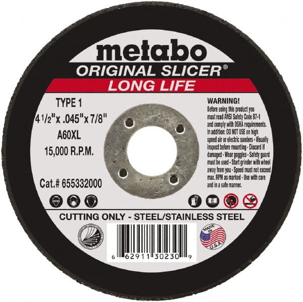 Metabo - 7 x 1/4, 7/8" Hole 24 Grit Aluminum Oxide Cutoff Wheel - Americas Industrial Supply