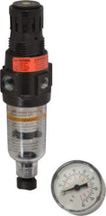 Wilkerson - 1/4" NPT Port Miniature 1 Piece Filter/Regulator FRL Unit - Polycarbonate Bowl, 18 SCFM, 150 Max psi, 6.21" High, Manual Drain - Americas Industrial Supply