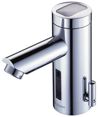 Sloan Valve Co. - Chrome Single Hole Electronic & Sensor Faucet with External Mixer - Powered by Battery, Standard Spout, 4" Mounting Centers - Americas Industrial Supply