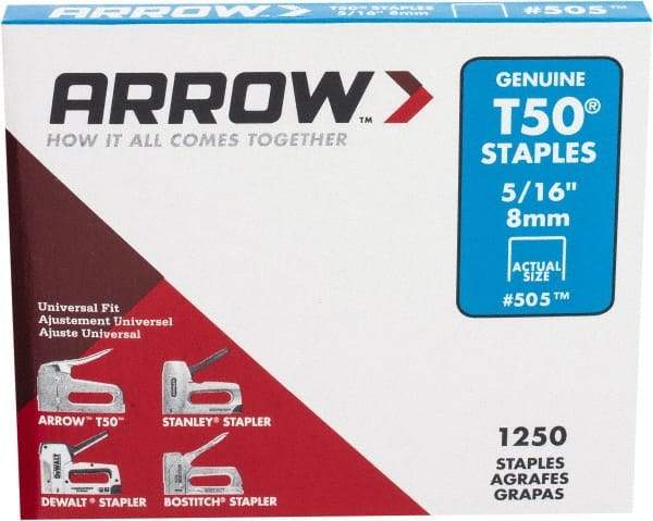 Arrow - 3/8" Wide High Carbon Steel Heavy-Duty Staples - 5/16" Leg Length - Americas Industrial Supply