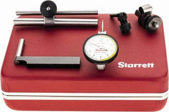 Starrett - 7 Piece, 0" to 0.01" Measuring Range, 1-3/8" Dial Diam, 0-5-0 Dial Reading, White Dial Test Indicator Kit - 13/16" Contact Point Length, 2mm Ball Diam, 0.0001" Dial Graduation - Americas Industrial Supply
