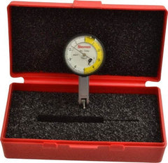 Starrett - 0.02 Inch Range, 0.0001 Inch Dial Graduation, Horizontal Dial Test Indicator - 1-3/8 Inch White Dial, 0-5-0 Dial Reading - Americas Industrial Supply