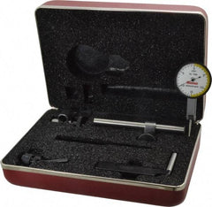 Starrett - 7 Piece, 0" to 0.03" Measuring Range, 1-3/8" Dial Diam, 0-15-0 Dial Reading, White Dial Test Indicator Kit - 13/16" Contact Point Length, 2mm Ball Diam, 0.0005" Dial Graduation - Americas Industrial Supply