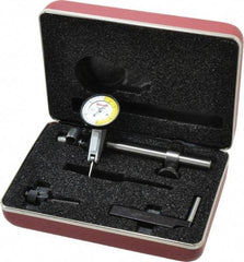 Starrett - 7 Piece, 0" to 0.06" Measuring Range, 1-3/8" Dial Diam, 0-15-0 Dial Reading, White Dial Test Indicator Kit - 13/16" Contact Point Length, 2mm Ball Diam, 0.0005" Dial Graduation - Americas Industrial Supply