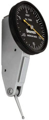 Starrett - 0.03 Inch Range, 0.0005 Inch Dial Graduation, Horizontal Dial Test Indicator - 1-3/8 Inch Black Dial, 0-15-0 Dial Reading - Americas Industrial Supply