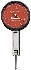 Starrett - 0.03 Inch Range, 0.0005 Inch Dial Graduation, Horizontal Dial Test Indicator - 1-3/8 Inch Red Dial, 0-15-0 Dial Reading - Americas Industrial Supply