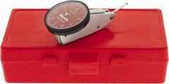 Starrett - 0.01 Inch Range, 0.0001 Inch Dial Graduation, Horizontal Dial Test Indicator - 1-3/8 Inch Red Dial, 0-5-0 Dial Reading - Americas Industrial Supply