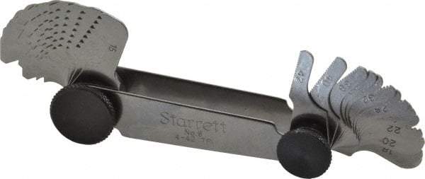 Starrett - 30 Leaf, 4 to 42 TPI Range, Steel Screw Pitch Gage - 60° Thread Angle - Americas Industrial Supply