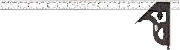 Starrett - 2 Piece, 18" Combination Square Set - 1/16, 1/32, 1/64 & 1/8" (4R) Graduation, Steel Blade, Cast Iron Square Head - Americas Industrial Supply