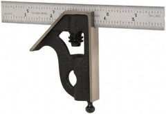 Starrett - 2 Piece, 6" Combination Square Set - 1/100, 1/32, 1/50 & 1/64" (16R) Graduation, Steel Blade, Cast Iron Square Head - Americas Industrial Supply