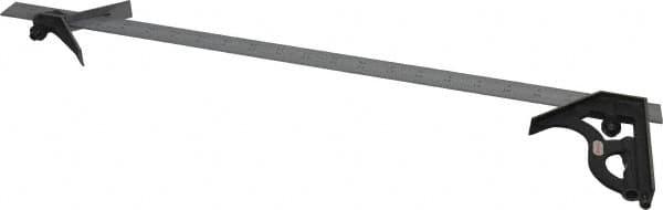 Starrett - 3 Piece, 24" Combination Square Set - 1/16, 1/32, 1/64 & 1/8" (4R) Graduation, Steel Blade, Cast Iron Center & Square Head - Americas Industrial Supply