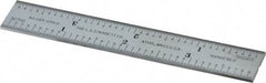 Starrett - 4 Inch Long Blade, 16R Graduation Combination Square Blade - Satin Chrome Finish, Steel, 1/100, 1/64, 1/50 and 1/32 Inch Graduation - Americas Industrial Supply