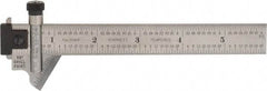 Starrett - 6 Inch Long, 59° Bevel Angle, Ruler Drill Point Gage - 1/32 Inch Bevel x 1/64 to 1/8 Ruler Graduation, Removable and Adjustable Ruler Hook, Depth Gage, Hook Rule, Plain Rule, Slide Caliper Function, Use with Rules 18.7mm Wide by 3/64 Inch Thick - Americas Industrial Supply