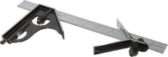Starrett - 3 Piece, 12" Combination Square Set - 1/100, 1/32, 1/50 & 1/64" (16R) Graduation, Steel Blade, Forged Steel Center & Square Head - Americas Industrial Supply