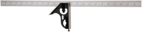 Starrett - 2 Piece, 24" Combination Square Set - 1/16, 1/32, 1/64 & 1/8" (4R) Graduation, Steel Blade, Forged Steel Square Head - Americas Industrial Supply