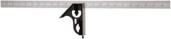 Starrett - 2 Piece, 24" Combination Square Set - 1/16, 1/32, 1/64 & 1/8" (4R) Graduation, Steel Blade, Forged Steel Square Head - Americas Industrial Supply