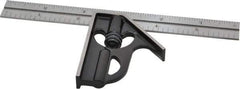 Starrett - 2 Piece, 6" Combination Square Set - 1/16, 1/32, 1/64 & 1/8" (4R) Graduation, Steel Blade, Forged Steel Square Head - Americas Industrial Supply