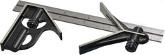 Starrett - 3 Piece, 6" Combination Square Set - 1/16, 1/32, 1/64 & 1/8" (4R) Graduation, Steel Blade, Forged Steel Center & Square Head - Americas Industrial Supply