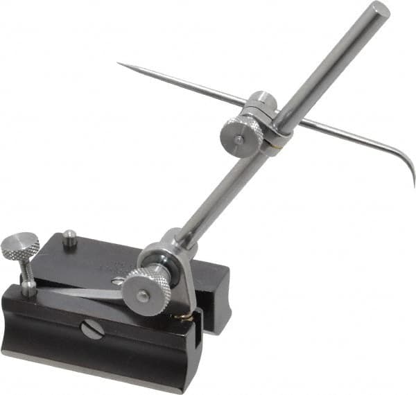 Starrett - 1 Spindle, 4 Inch Spindle Length, Surface Gage - 2 Inch Long x 1-1/2 Inch Wide Base, Hardened Steel - Americas Industrial Supply