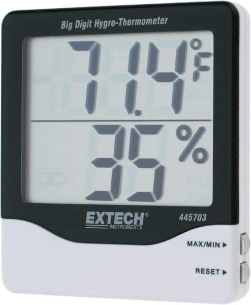 Extech - 14 to 140°F, 10 to 99% Humidity Range, Thermo-Hygrometer - 5% Relative Humidity Accuracy - Americas Industrial Supply