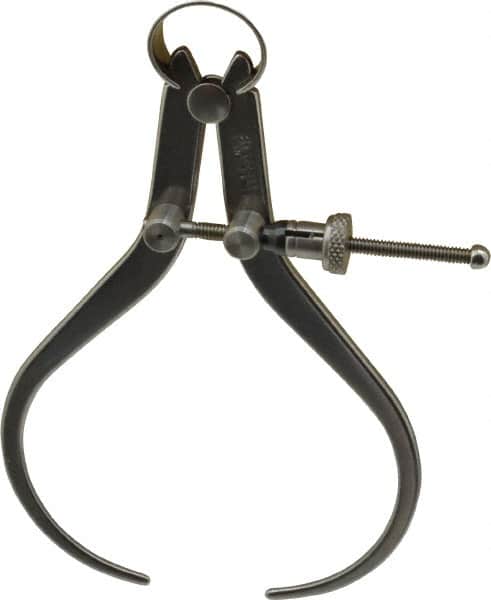 Starrett - 4 Inch Leg, Spring Joint, Steel, Polished, Outside Caliper - 4 Inch Max Measurement, 100mm Max Measurement, Flat Leg with Quick Nut Adjustment - Americas Industrial Supply