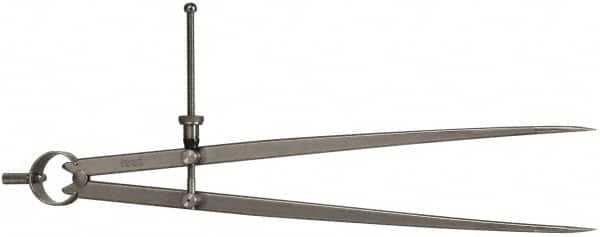 Starrett - 12 Inch Leg, Spring Joint, Steel, Polished, Divider - 12 Inch Max Measurement, 300mm Max Measurement, Flat Leg with Quick Nut Adjustment - Americas Industrial Supply