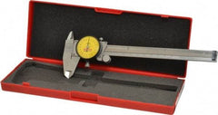 Starrett - 0mm to 150mm Range, 0.02 mm Graduation, 2mm per Revolution, Dial Caliper - Yellow Face, 1-1/2" Jaw Length, Accurate to 0.03mm - Americas Industrial Supply