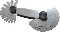 Starrett - 28 Leaf, 0.5 to 11.5mm Pitch Range, Steel Screw Pitch Gage - 60° Thread Angle - Americas Industrial Supply