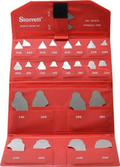 Starrett - 26 Piece, 0.01 to 0.1 Inch Radius, Stainless Steel Radius Gage Set - Satin Chrome Coated - Americas Industrial Supply