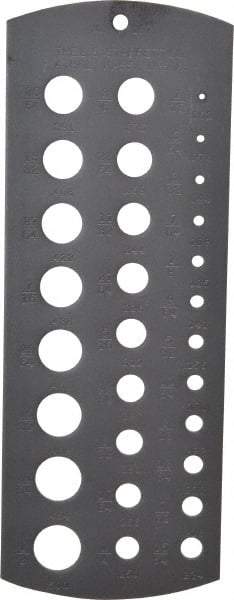 Starrett - 1/16 Inch to 1/2 Inch Hole Size Drill Gage - 6-1/4 Inch Long, 2-5/16 Inch Wide, 29 Holes - Americas Industrial Supply