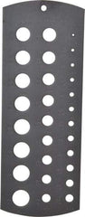 Starrett - 1/16 Inch to 1/2 Inch Hole Size Drill Gage - 6-1/4 Inch Long, 2-5/16 Inch Wide, 29 Holes - Americas Industrial Supply